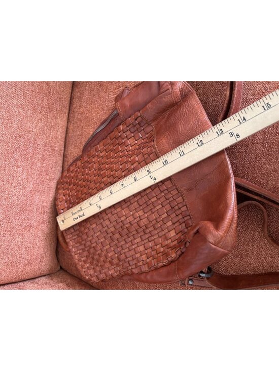 Vilenca Holland Emilia Woven Genuine Leather Woven Backpack Cognac Brown main image 13